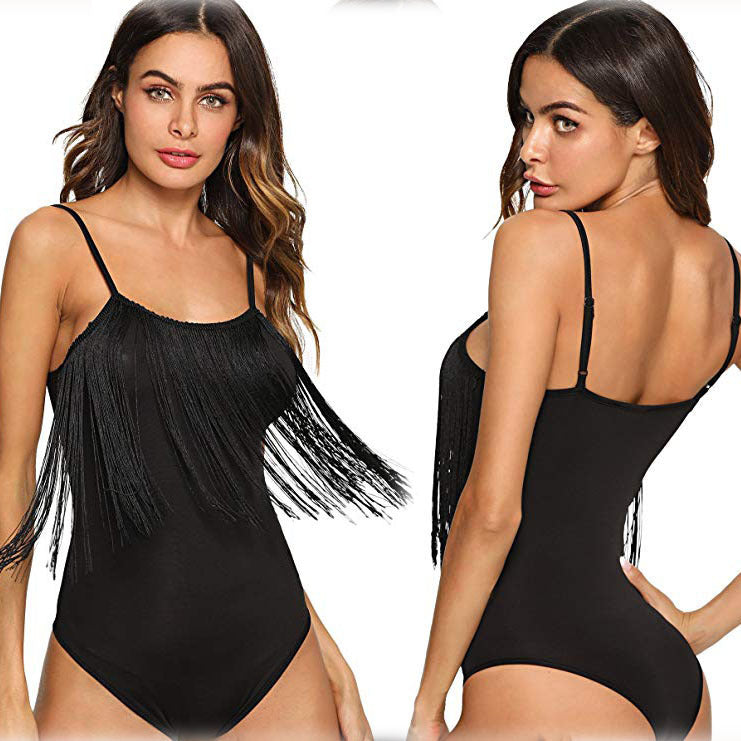 Dame Bodysuit med franse-detaljer Stilla