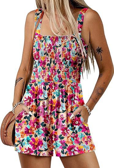 Dame jumpsuit med florale detaljer og praktiske lommer Stilla