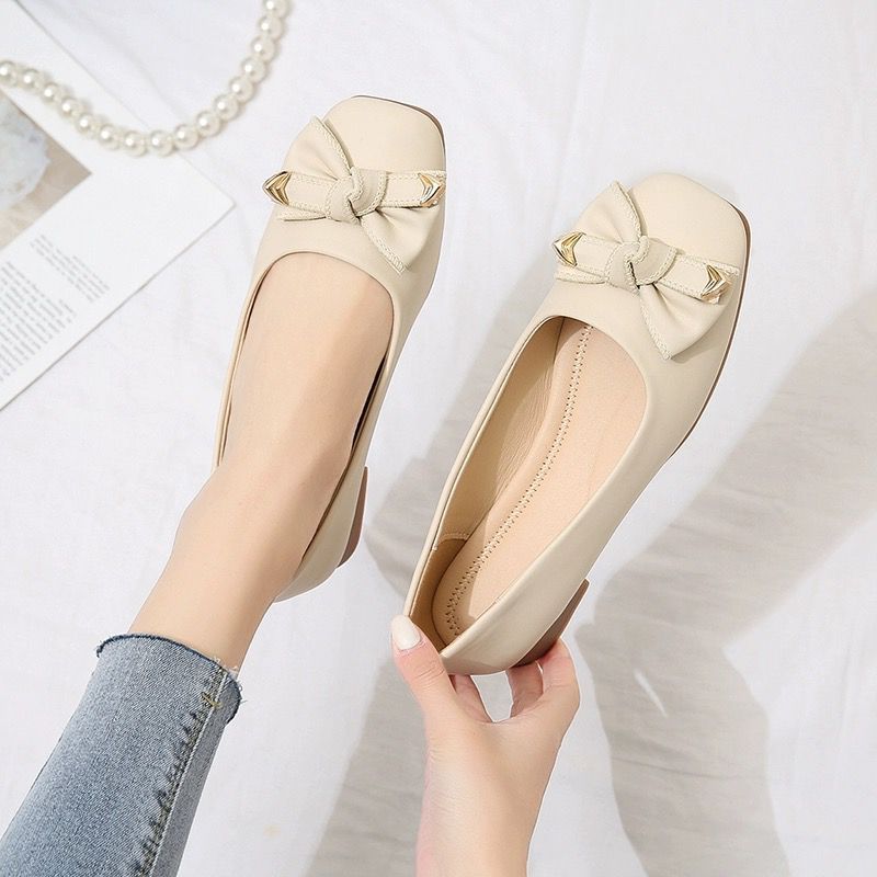 Damer Ballerinas med elegant sløjfeapplikation og smart blokhæl Stilla