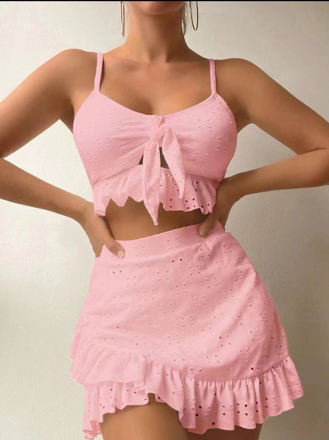 Dame crop top og nederdel sæt med legende flæse-design Stilla
