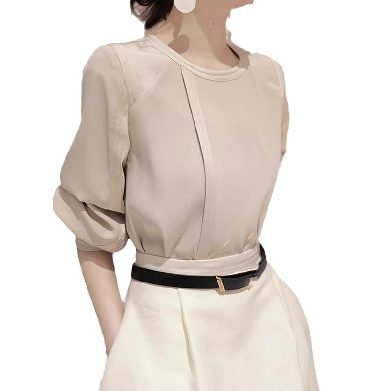 Dame elegant toppen med trendy puffærmer Stilla