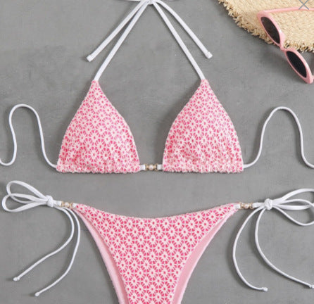 Dame Triangel-Bikini med fine volanger og elegante bindebånd Stilla