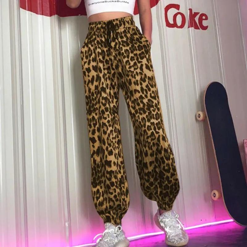 Dame Mode fritidsbukser i leopardmønster med elastisk talje Stilla