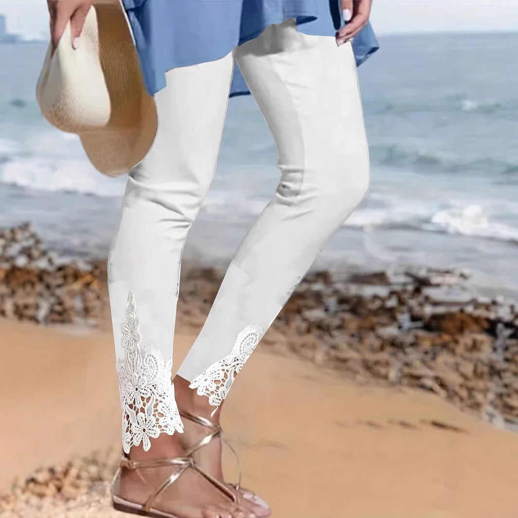 Dame elegante leggings med spidsbesætning Stilla