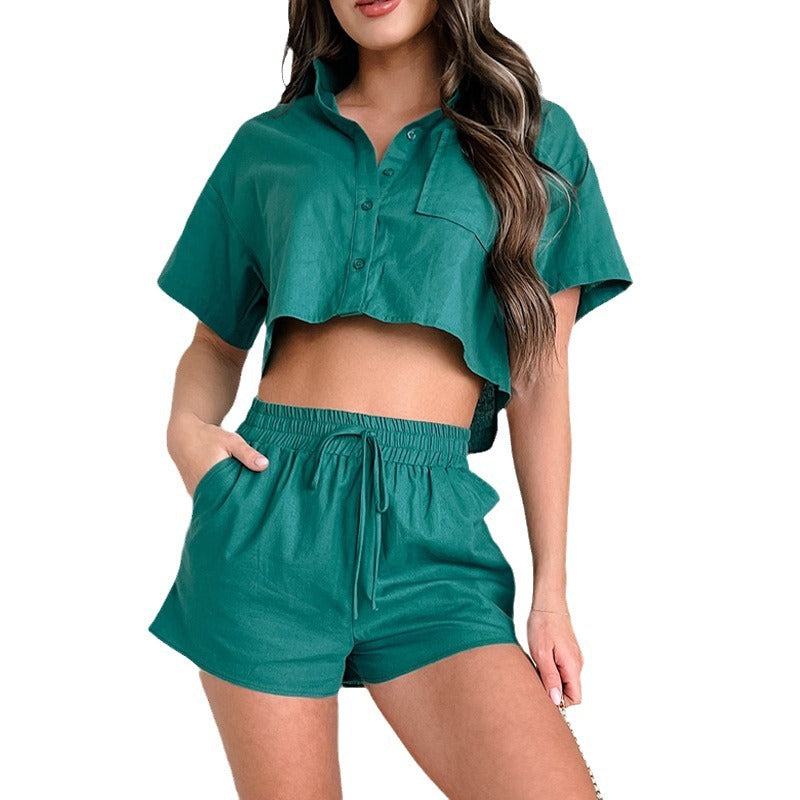 Dame Crop-Top og Shorts Sæt med afslappet snit Stilla