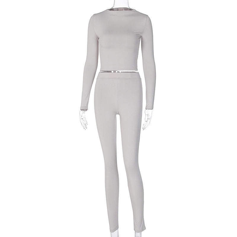 Dame Sporty sæt med tætsiddende, langærmet top og høj talje leggings Stilla