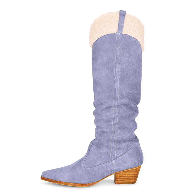 Femme Over-the-Knee Suede Westernstøvler med skulptureret hæl Stilla