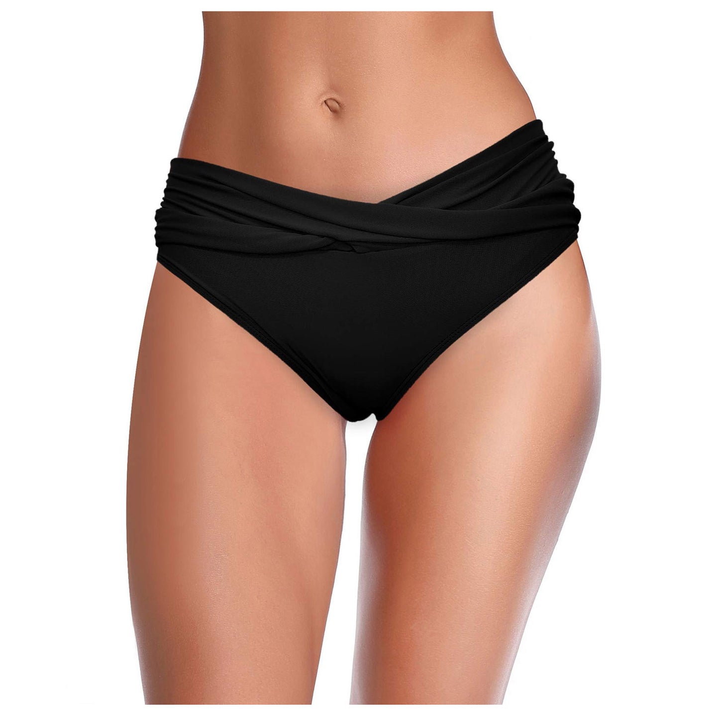 Dame Høj skåret Bikini-bund med moderne indpakningsdesign og elastisk kant Stilla