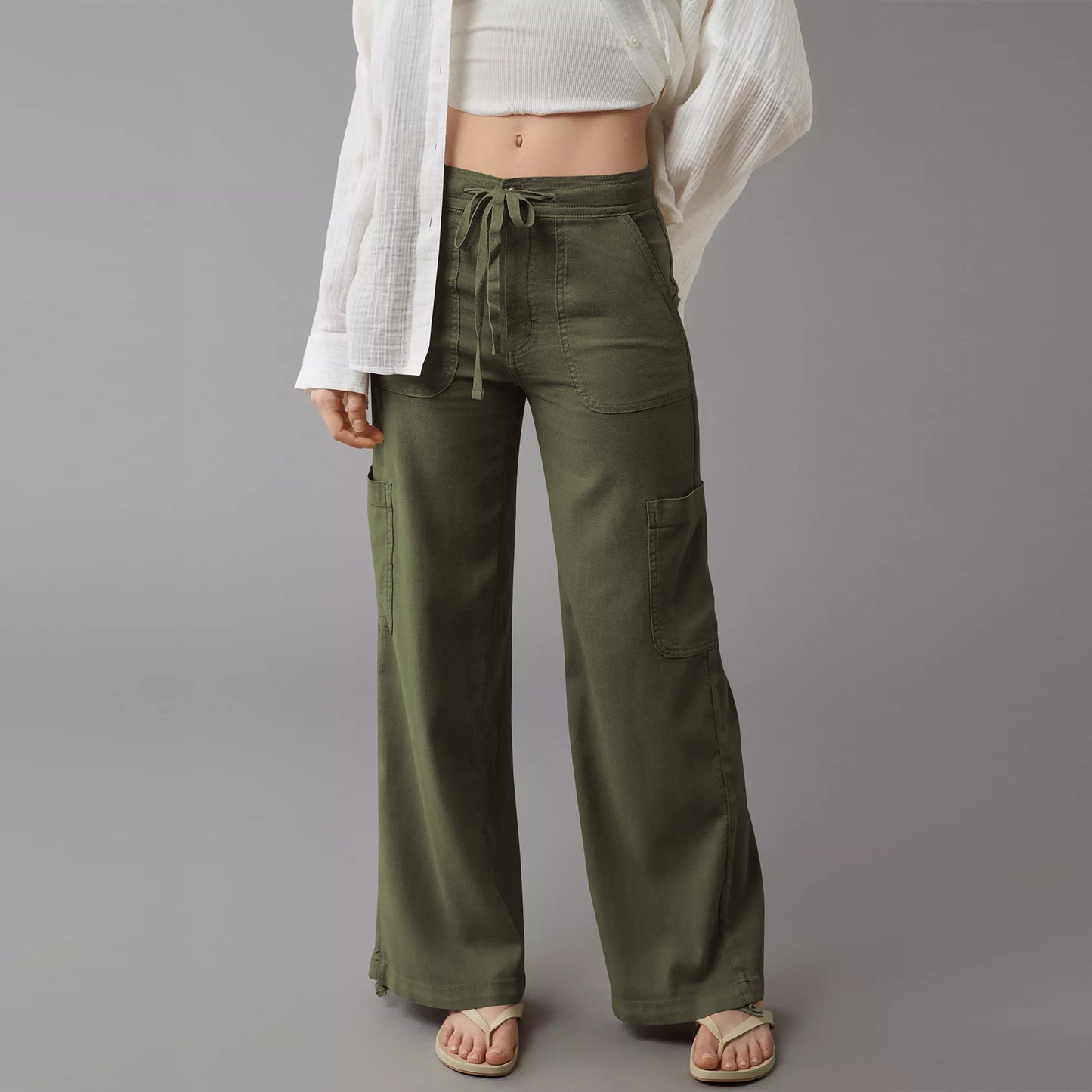 Dame afslappet Cargo-bukser med elastisk talje og praktiske sidelommer Stilla
