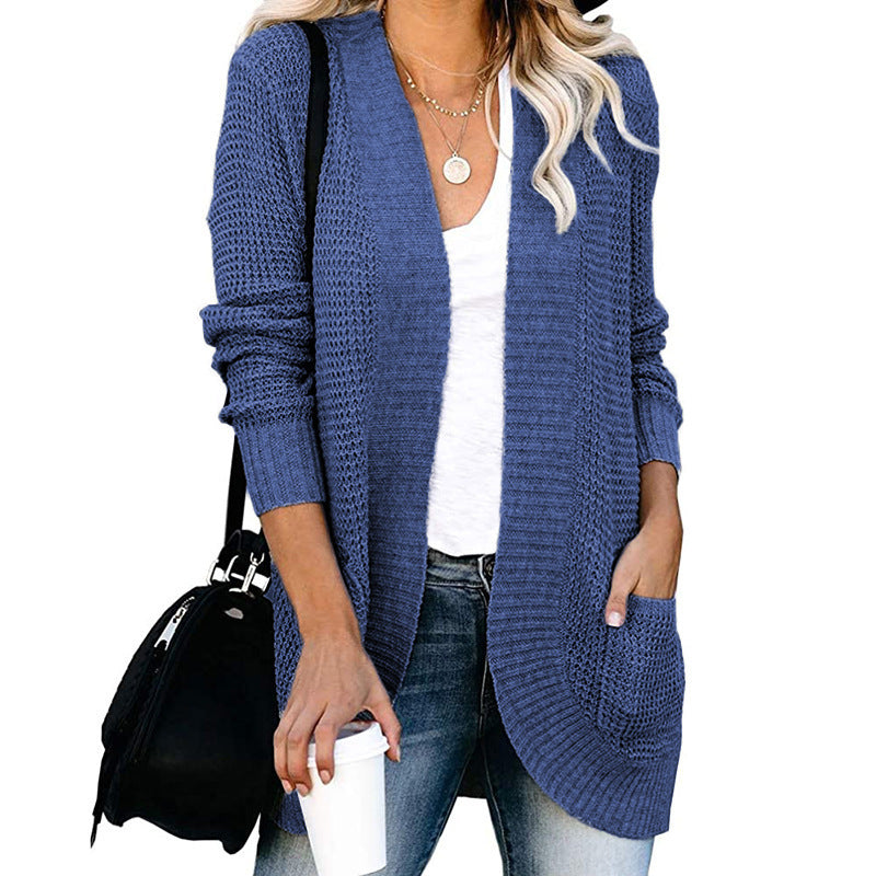 Dame casual strikcardigan med lommer og åben front Stilla