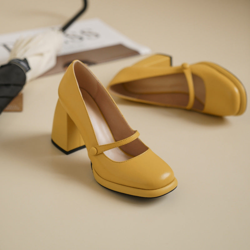 Femme Chunky Heel Mary Jane Pumps med dekorativ strop Stilla