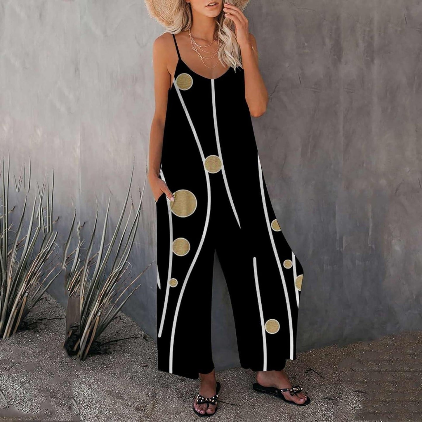 Dame Løs Jumpsuit med florale accenter og bredt ben Stilla