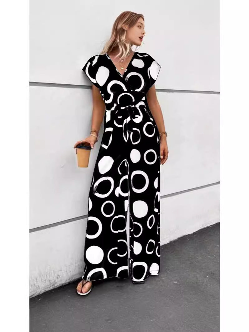 Dame Elegant Jumpsuit med iøjnefaldende mønster og smart bælte Stiila
