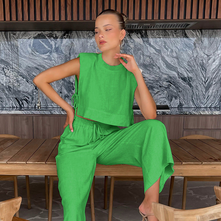 Dame afslappet crop-top med sidelukninger Stilla