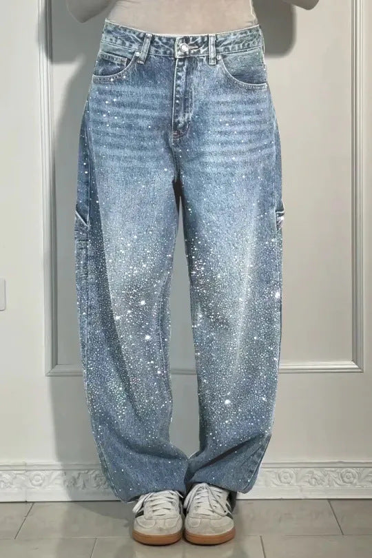Femme Designer Højlivs-Jeans med himmelske udsmykninger Stilla