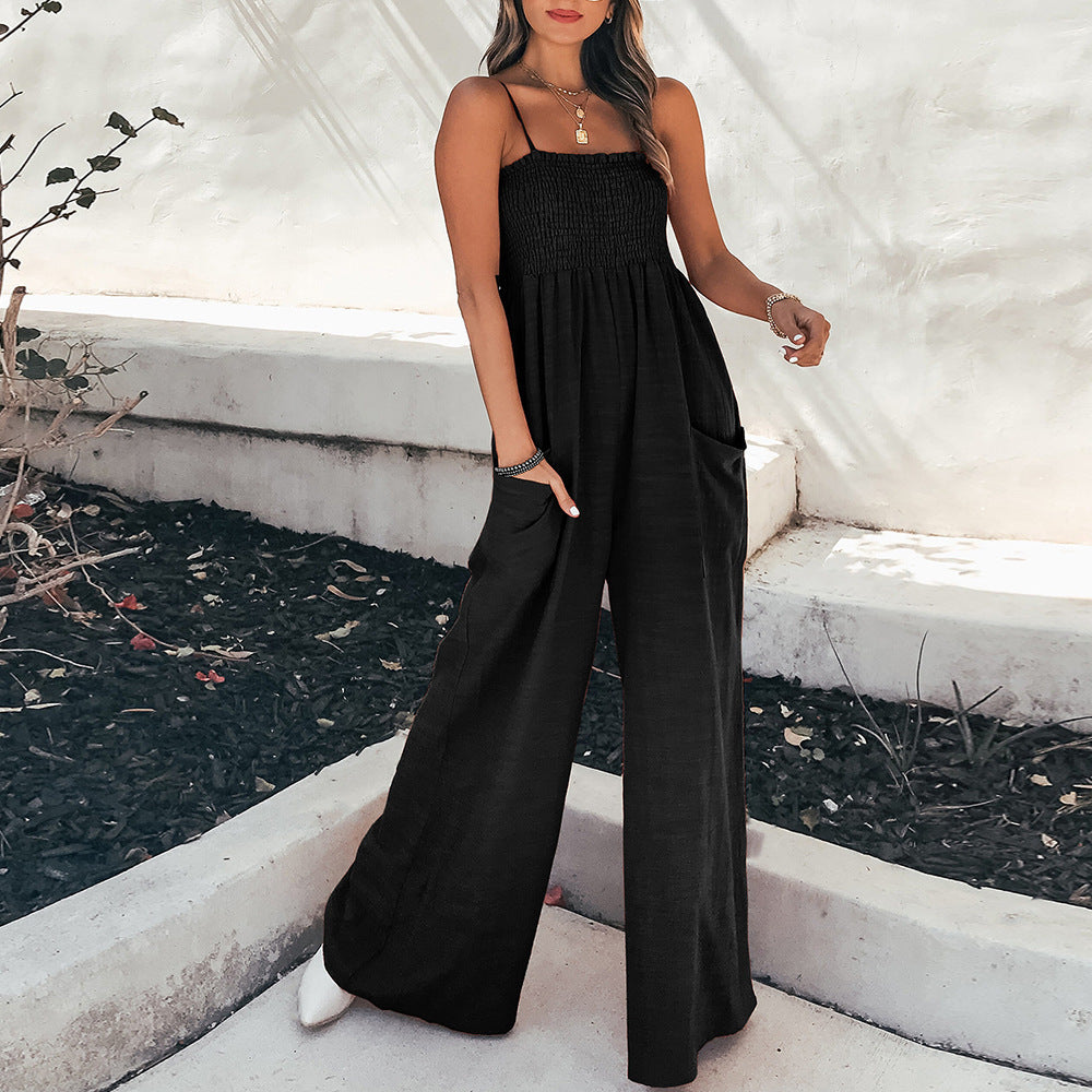 Dame Smocked Waist Bred Beinform Jumpsuit Stilla