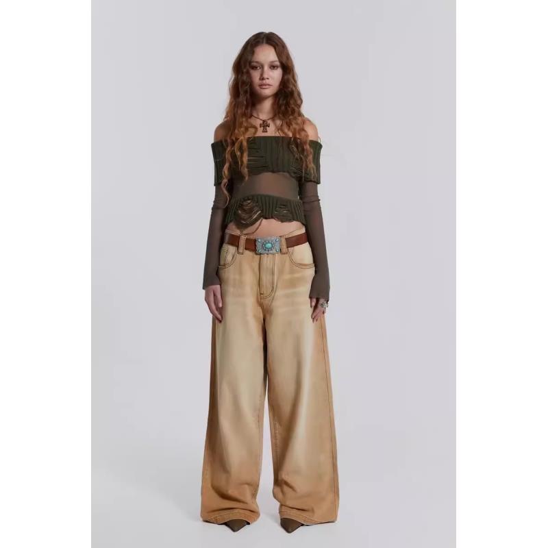 Dame Croppet Stilfuld T-shirt med unik asymmetrisk kant Stilla