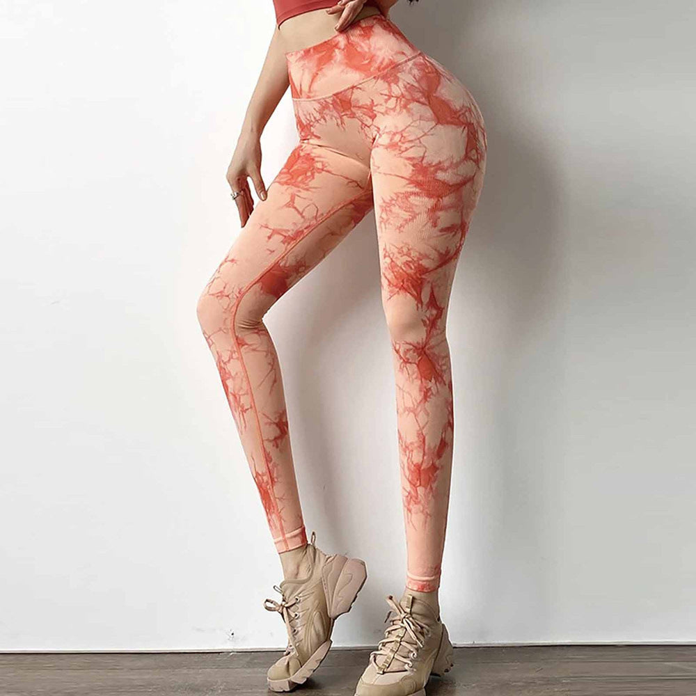 Damer højtaljede marmorprint leggings Stilla