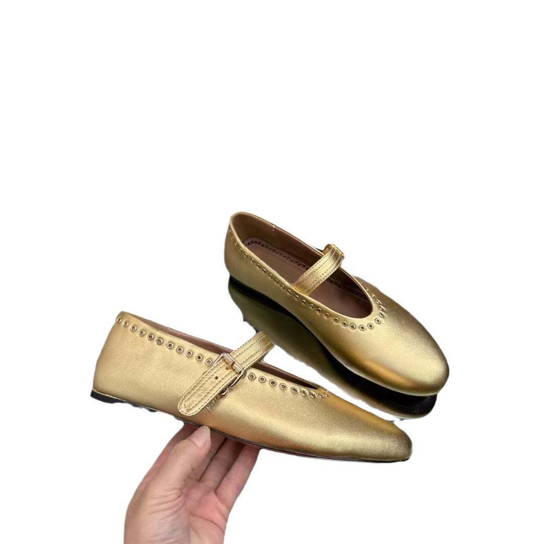 Femme Mary Jane Ballerinaer med dekorative nitter dekorationer Stilla