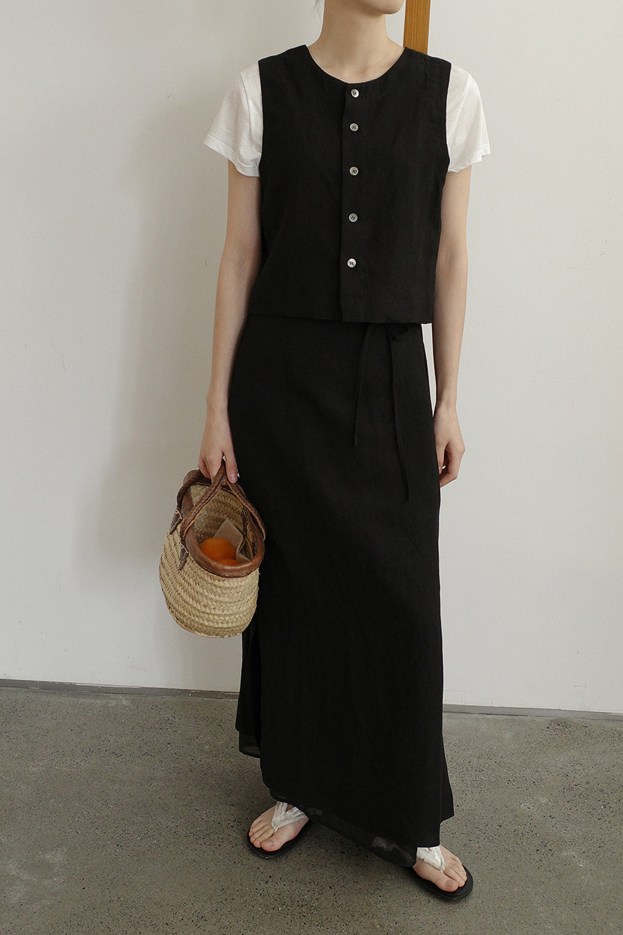 Dame afslappet maxikjole med luftig snit og side slids Stilla