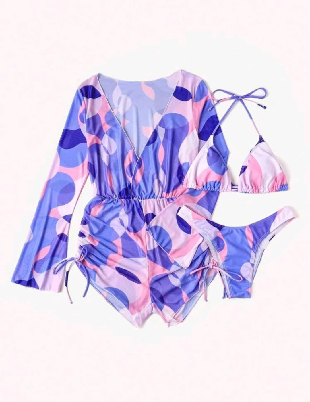 Dame Strand-outfit med smart indpakningsoberdel og matchende bikini Stilla