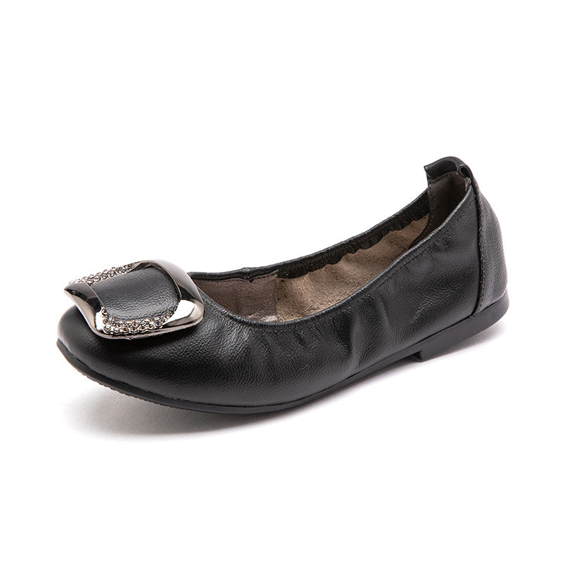 Femme Elegant Læder Ballerina Flats Stilla