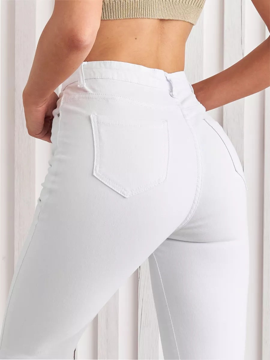 Dame High-Waist Jeans i klassisk snit med formende pasform Stilla