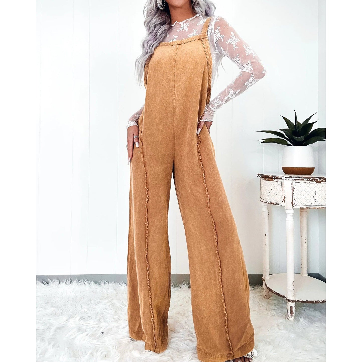 Stilla | Råkant Bred Ben Jumpsuit