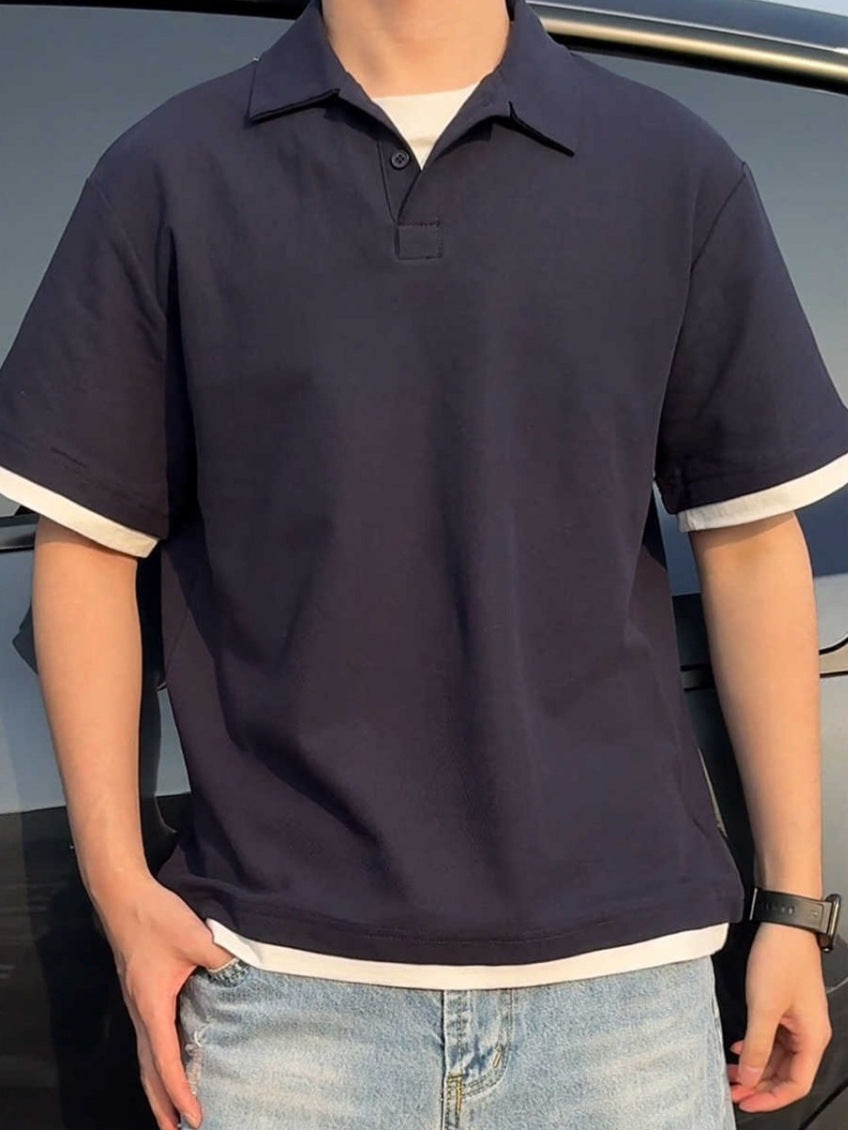 Herrernes polo shirt med kontrasterendeærmeafslutninger og klassisk krave Stilla