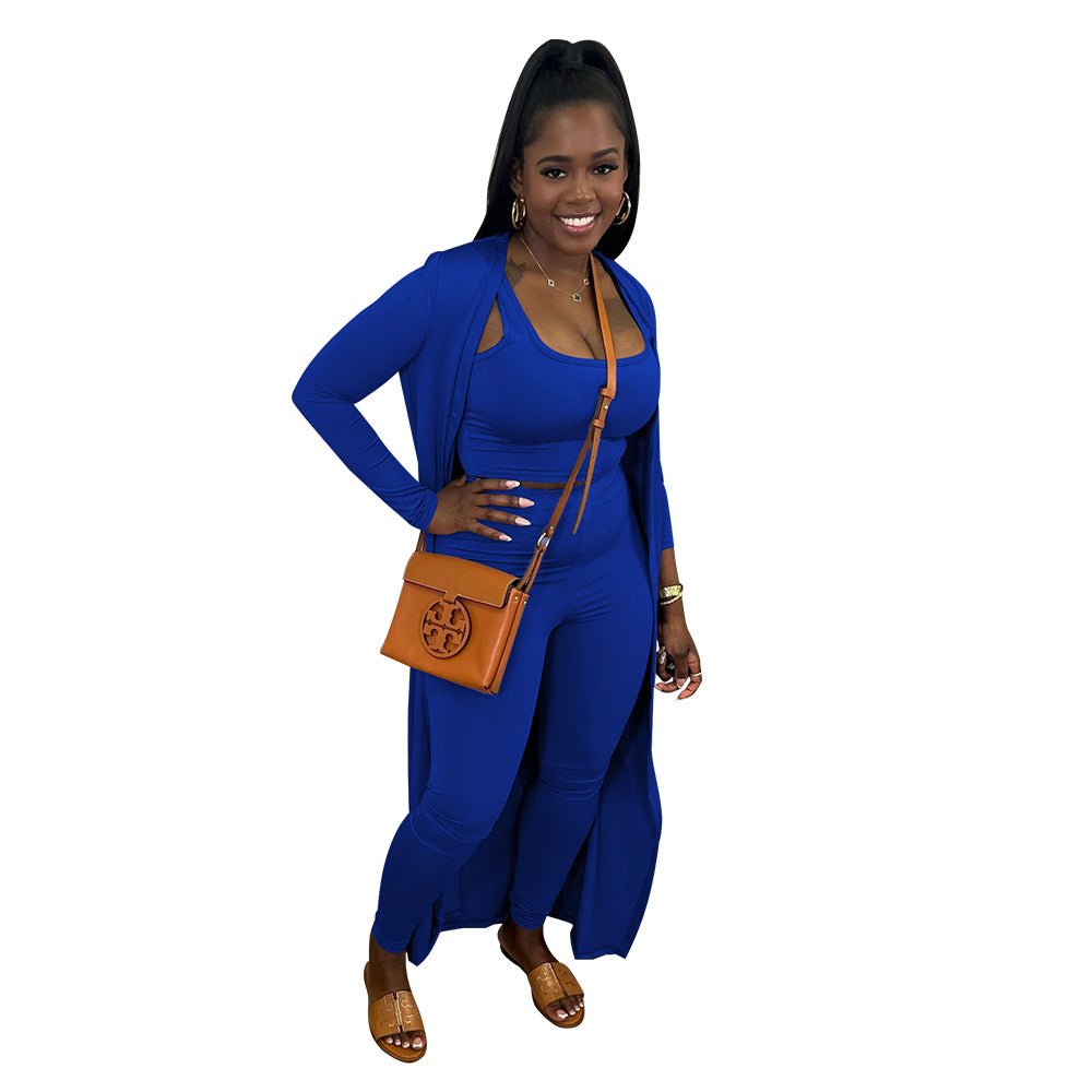Dame stilfuld langærmet jumpsuit med elegant cardigan Stilla