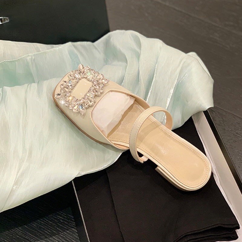 Dame Elegante Pantoletten med Rhinsten Dekoration Stilla