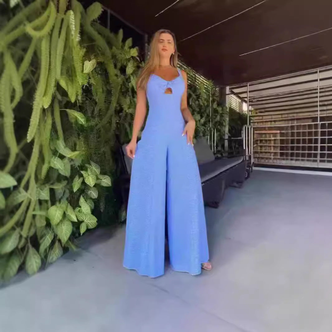 Dame Elegant Jumpsuit med aftagelige stropper og stilfuld slids Stilla