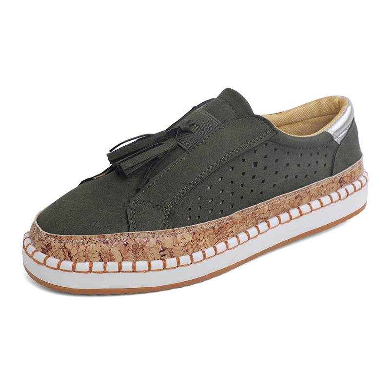 Dame Behagelige Slip-On Sneakers lavet af kvalitetslæder med korklignende bund Stilla