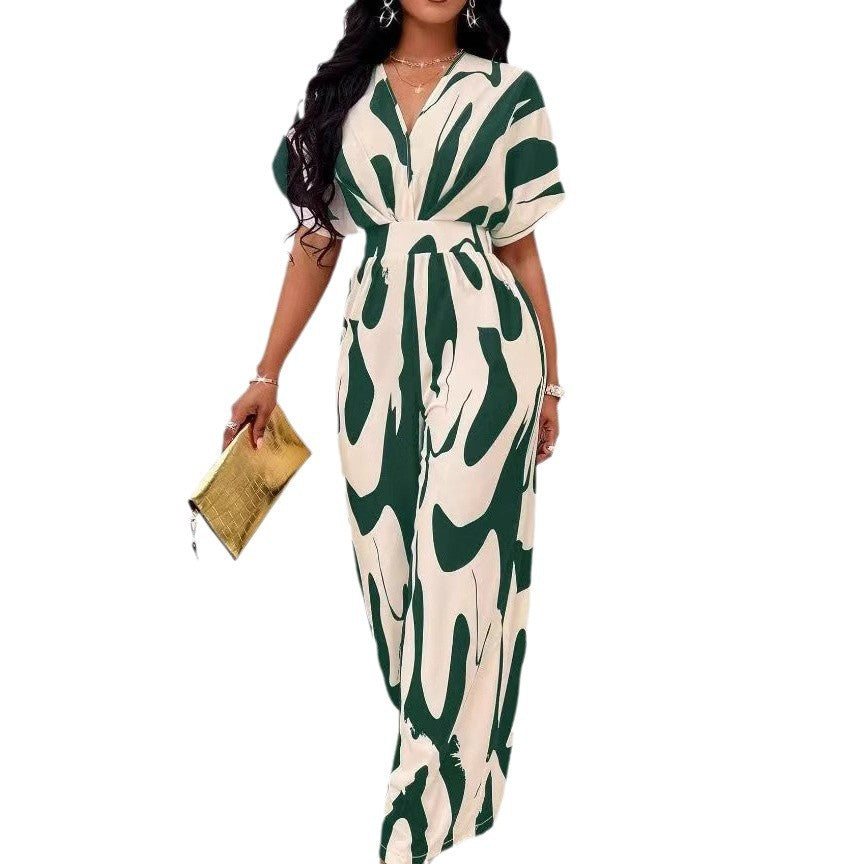 Dame langærmet jumpsuit med fashionable mønster Stilla