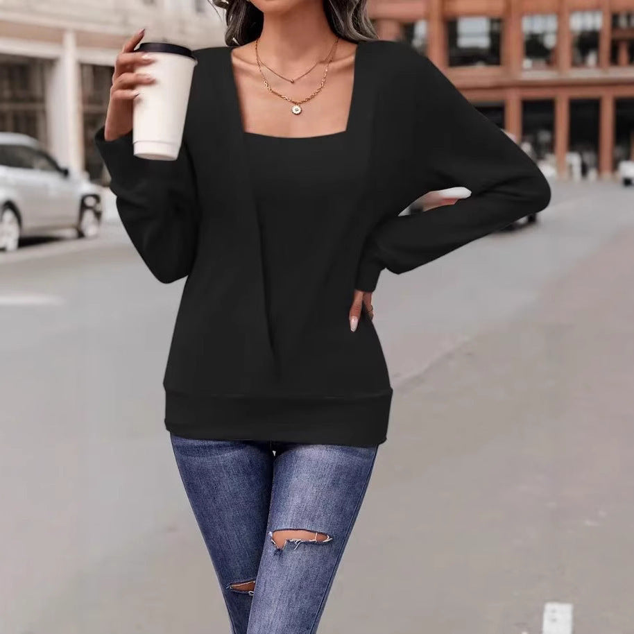 Dame Elegant V-hals Sweater med asymmetrisk snit Stilla