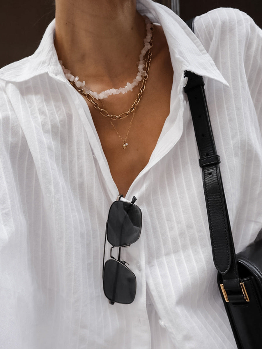 Dame afslappet kortærmet skjorte og shorts sæt Stilla