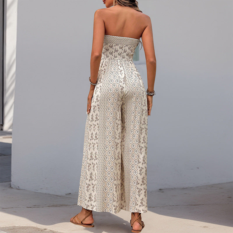 Femme Bohemian Strapless Maxikjole med elegant bundet bælte Stilla