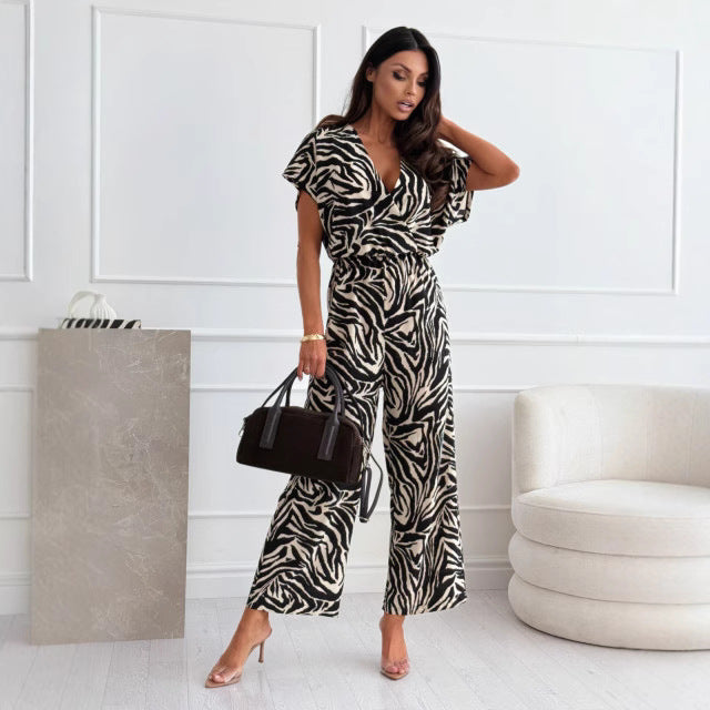 Dame stilfuldt jumpsuit med modigt leopardmønster Stilla