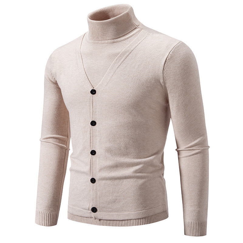 Herrer cardigan med højstående krave og knaplukning Stilla