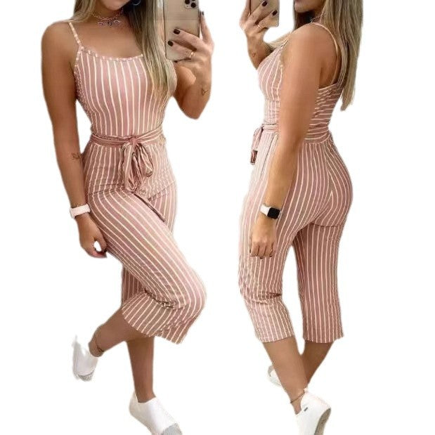 Dame jumpsuit med stribemønster og tætsiddende pasform Stilla