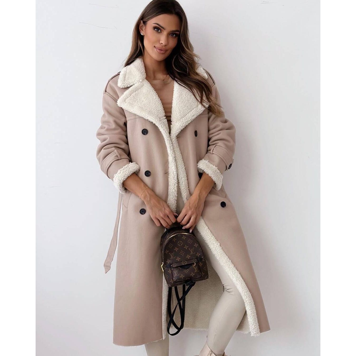 Stilla | Double Wear Lapel Læder Plush Frakke