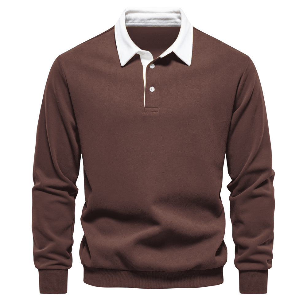 Herrer Langærmet Poloshirt med elegant krave og blød bomuldsblanding Stilla