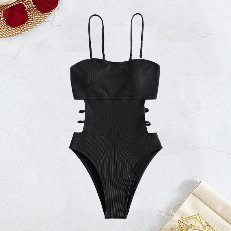 Dame jumpsuit badedragt med side cut-outs og justerbare spaghetti-stropper Stilla