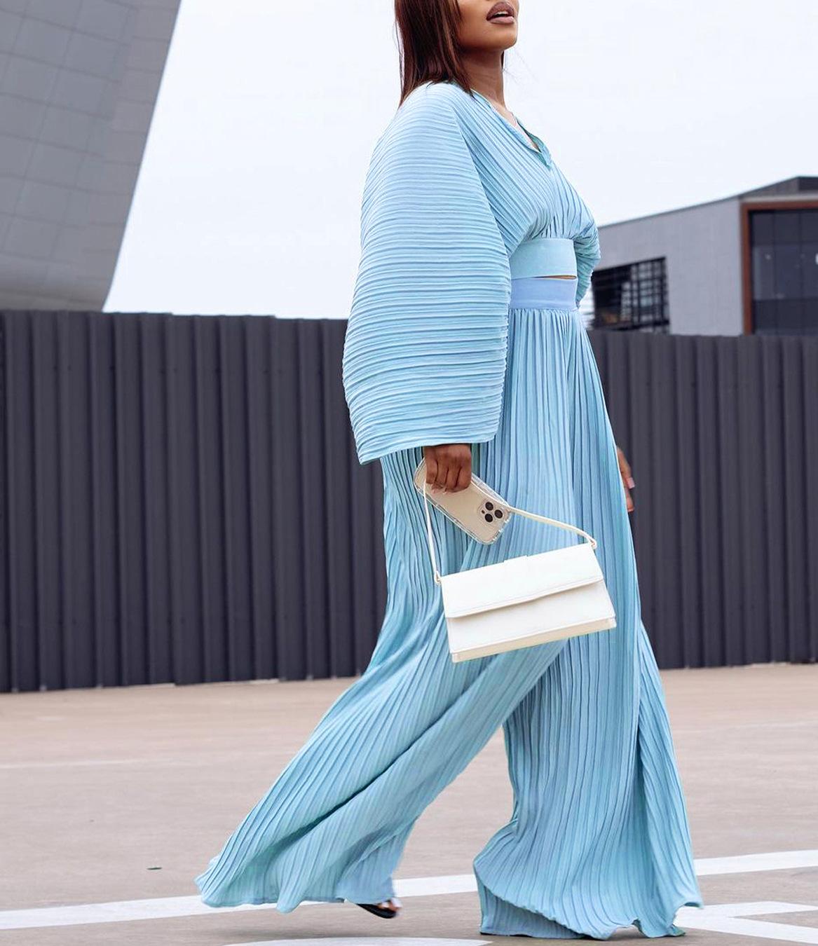 Dame Plisseret Jumpsuit med Oversize-ærmer Stilla