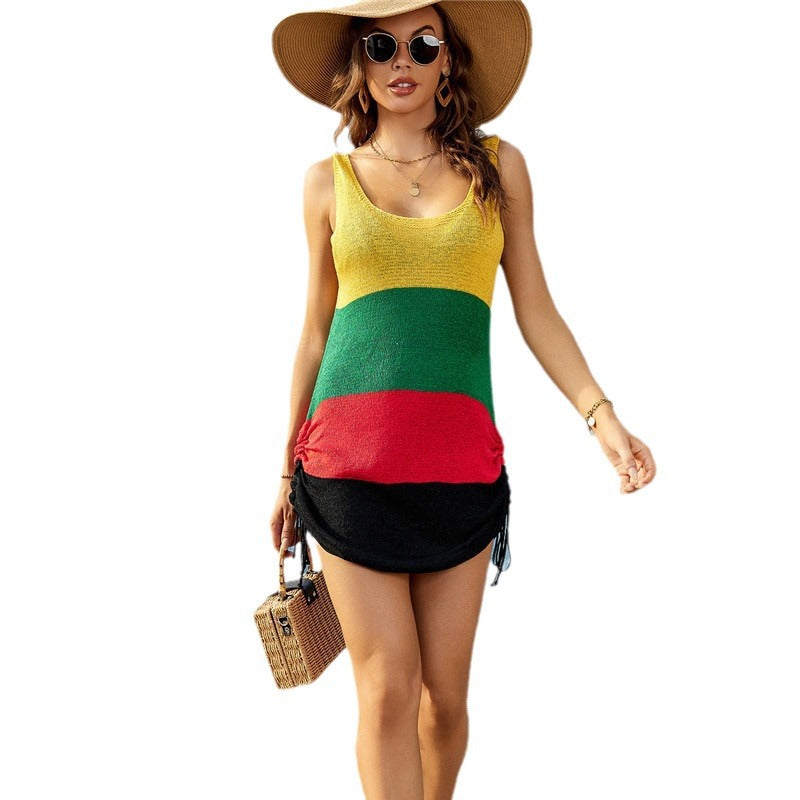 Dame afslappet strandkjole med justerbar flæsekant Stilla