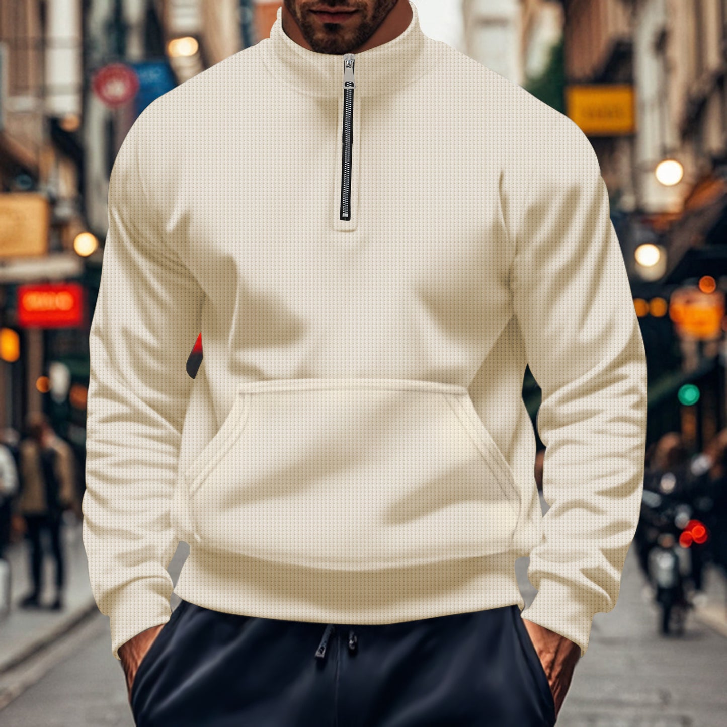 Herrer sportiv sweater med ståkrave Stilla