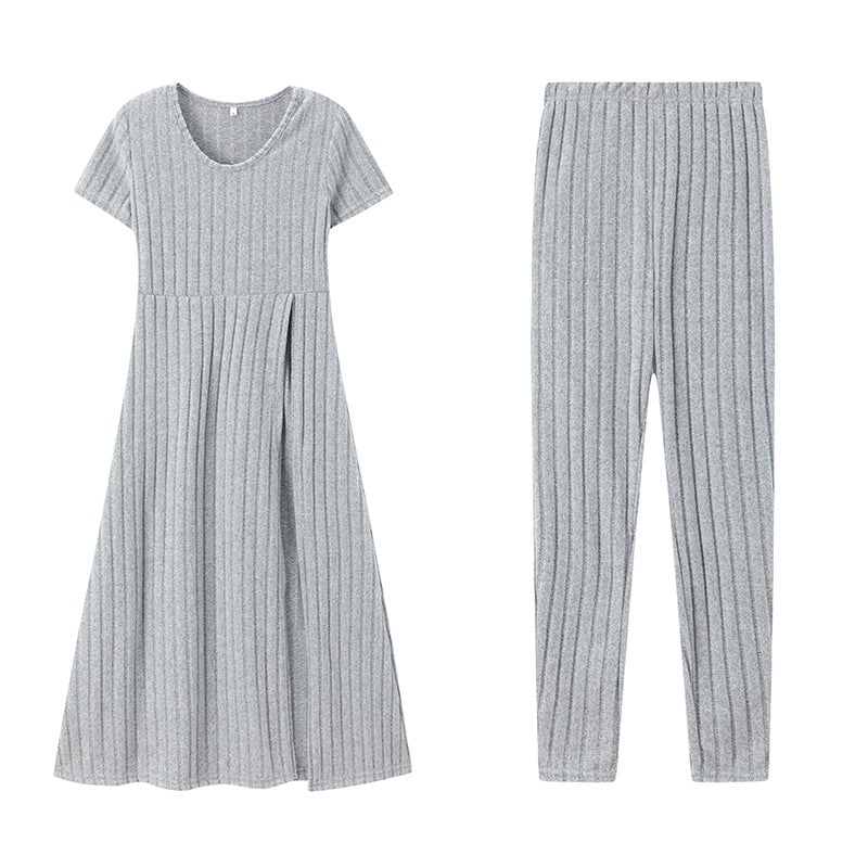 Dame Rib Maxi Kjole og Leggings Sæt Stilla