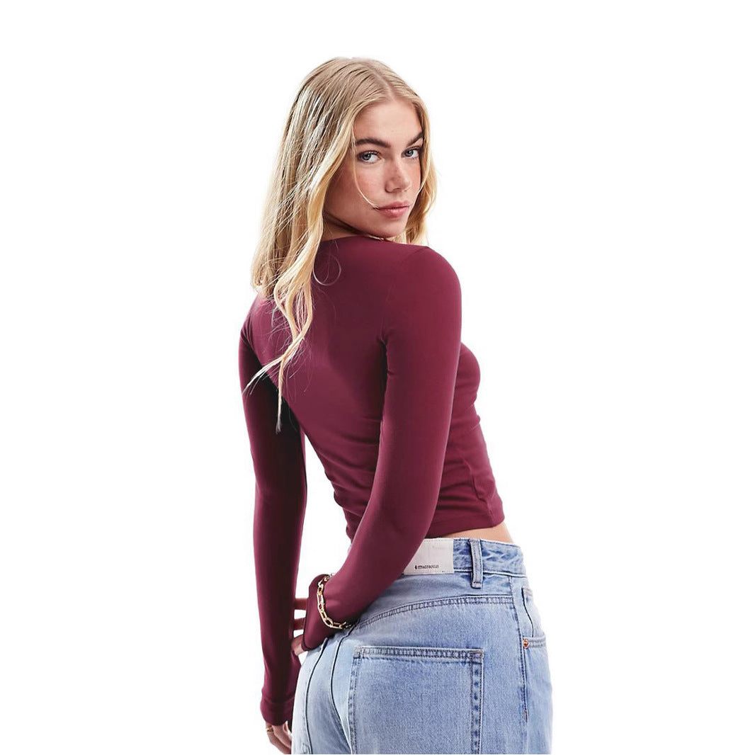 Dame afslappet longsleeve med unikke snøringer Stilla