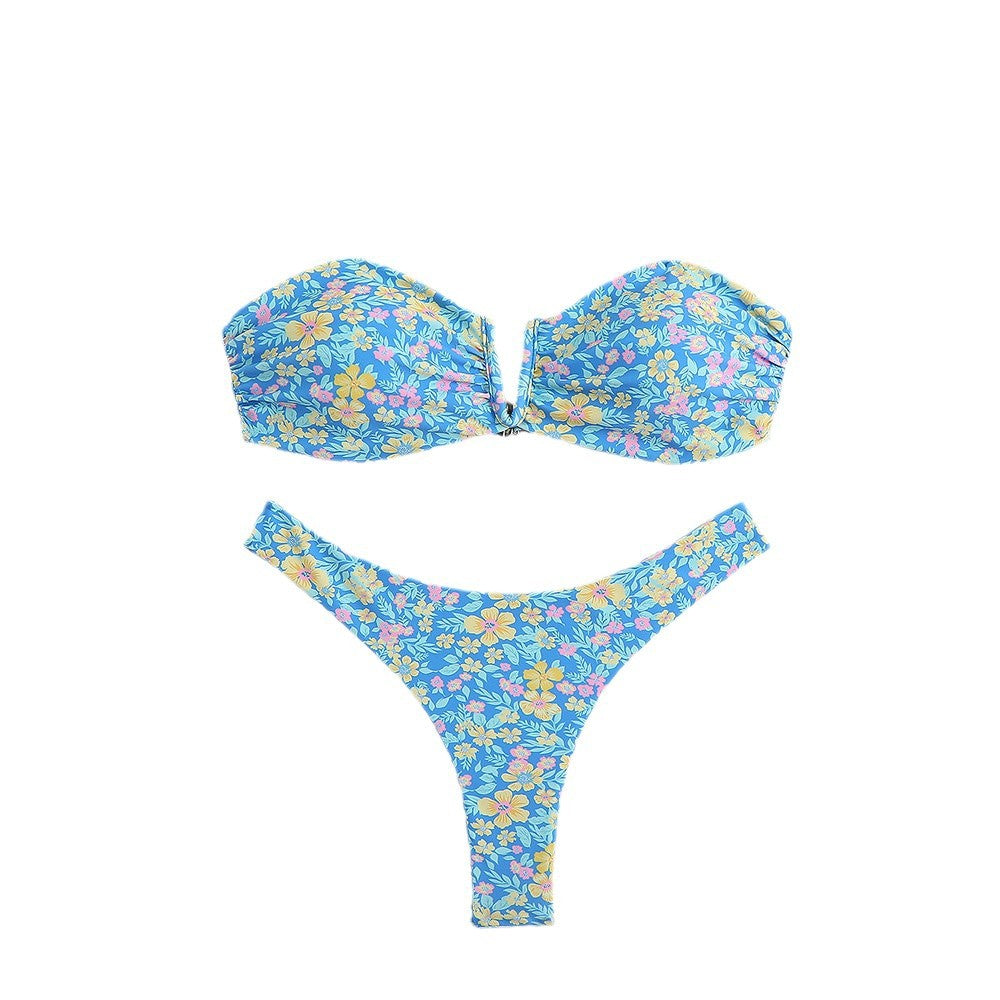 Dame Bandeau Bikini med smukt blomsterprint Stilla