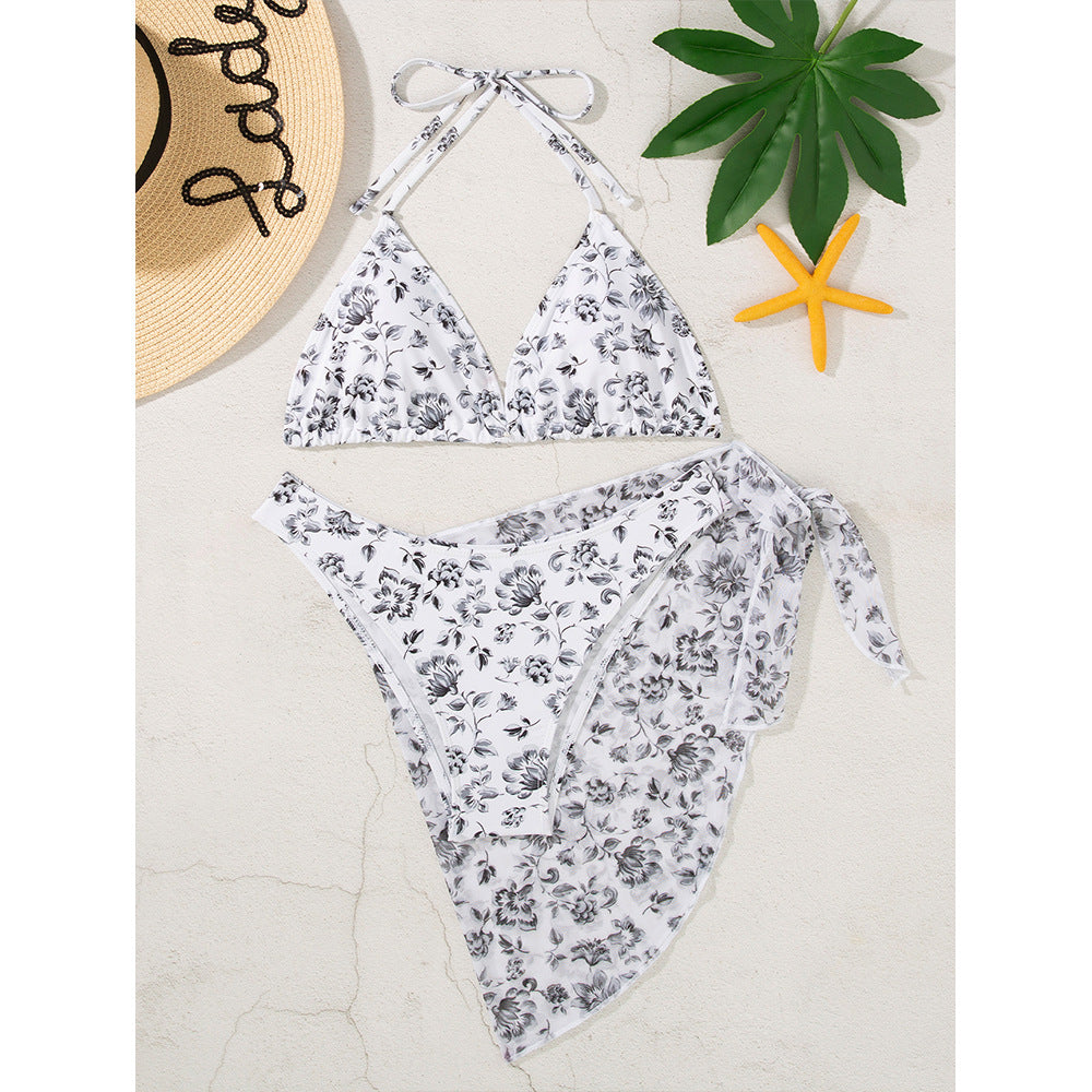 Dame Triangel-Bikini med feminine blomsterdesign og afslappet nederdel Stilla